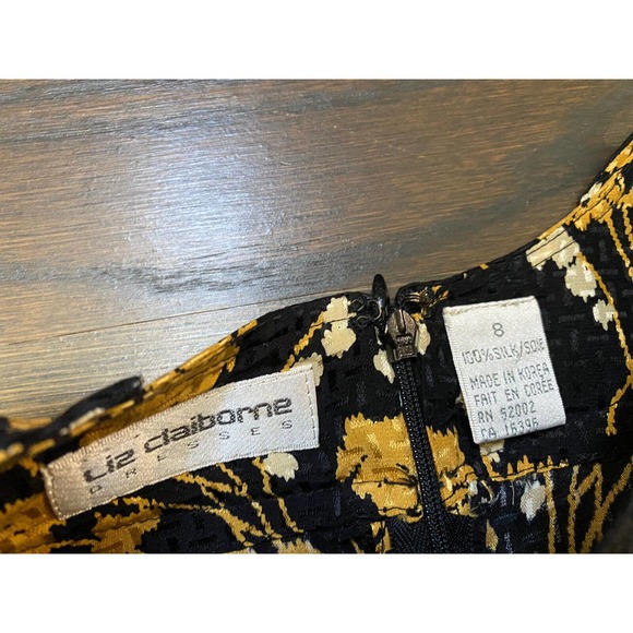 Liz Claiborne Vintage 100%Silk Embossed Floral Print Shift Midi Dress ~ 8 - Picture 6 of 6